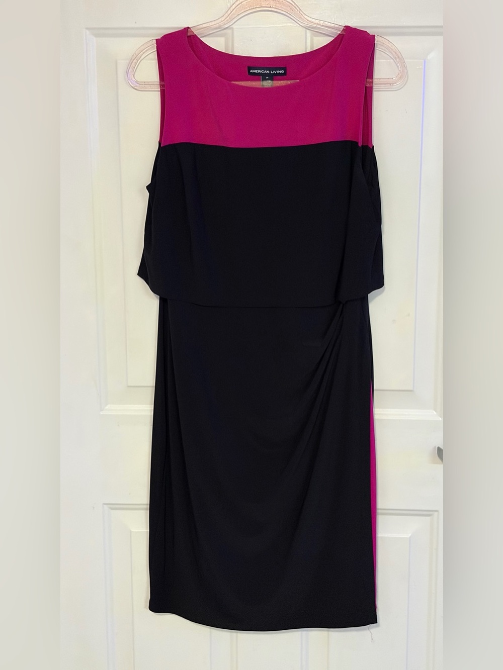 American Living Color Block Maxi Dress Pink & Black Size 14 Like New